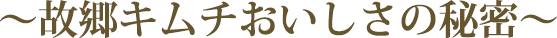 〜故郷キムチおいしさの秘密〜